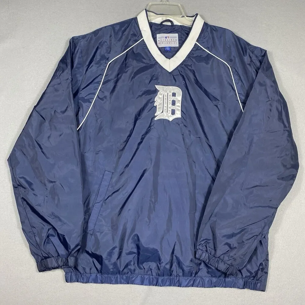 Detroit Tigers Large Mens Windbreaker Jacket Pullover MLB Genuine Merchandise